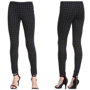 JOIE Keena Check Print Ponte Leggings Charcoal Pants